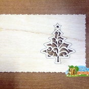 Деревянная открытка с елочкой